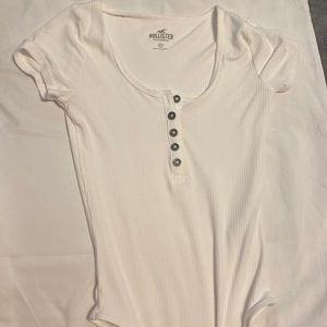 Hollister XS Button Up Ribbed Bodysuit White